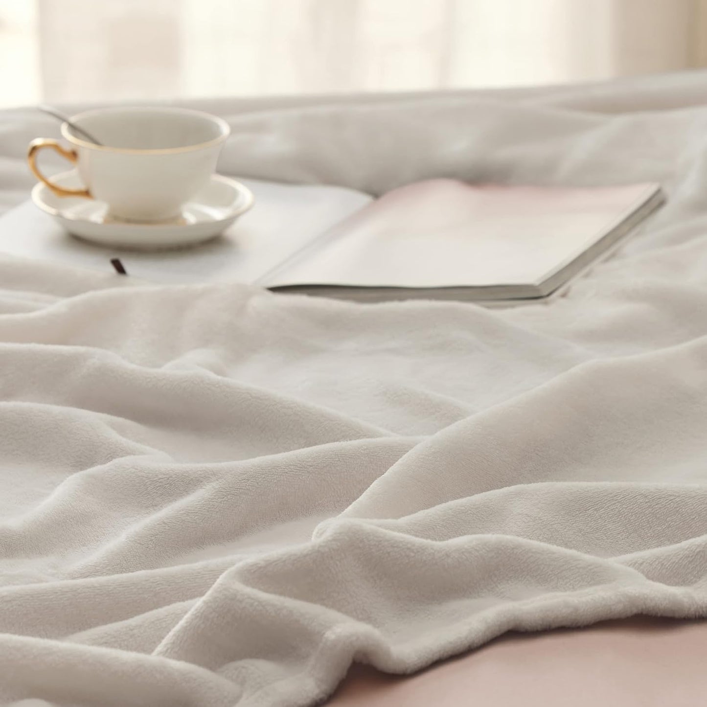 Bedsure GentleSoft Fleece Throw Blanket for Couch Grey - Lightweight Plush Fuzzy Cozy Soft Blankets and Throws for Sofa, Couch, Travel, Camping, 50x60 inches - Colors A