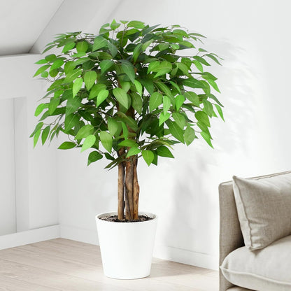 7ft Large Ficus Artificial Trees with Natural Curved Trunks, 84" Tall Lush Faux Tree for Home Decor Indoor, Green Lifelike Fake Ficus Tree Artificial Plants in Pot