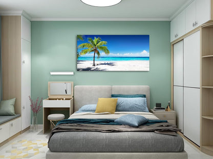 Baisuart S02250 Canvas Prints Wall Art Beach Sunset Ocean Waves Nature Pictures Stretched Canvas Wooden Framed for living Room Bedroom and Office