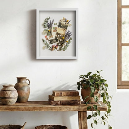 8x10 Shadow Box Frame | Soft Linen Back & Push Pins Included, Polystyrene Glass Memory Display Case for Flowers, Tickets & Cherished 3D Items, Black