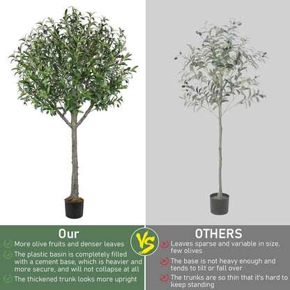 Faux Olive Tree 6ft Tall Faux Trees Fake Plant with 2100 Leaves & 80 Realistic Potted Silk Artificial Olive Tree for Home Porch Garden Living Room Office Decor