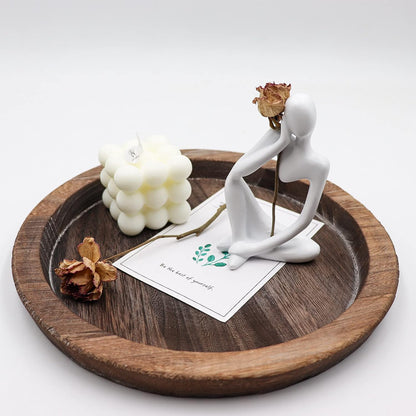 Thinker Statues And Sculptures, Sandstone Resin Thinker Statue Ornaments, Abstract Style Sculptures, Housewarming Gifts, Housewarming Decorations, Living Room Dining Desk Decorations (Right, Small)