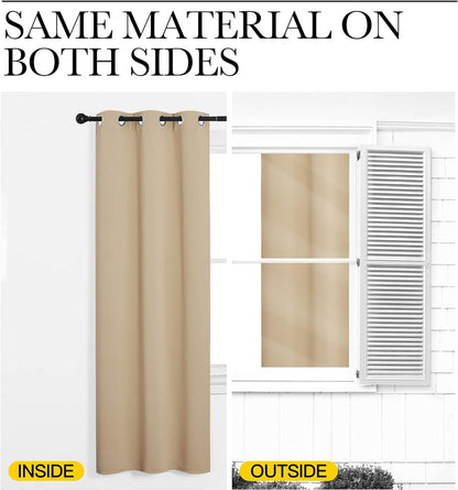 NICETOWN Halloween Pitch Black Solid Thermal Insulated Grommet Blackout Curtains/Drapes for Bedroom Window (2 Panels, 42 inches Wide by 63 inches Long, Black) - Colors D