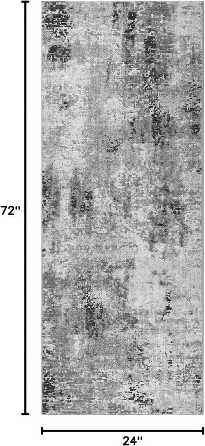 Ompaa 2x6 Rug Runners for Hallways Kitchen Runner Rug Non Slip Washable Grey Long Runner Rugs with Rubber Backing Soft Abstract Carpet Runner for Hallways, Kitchen, Bedroom, Bathroom, Entryway - Colors B