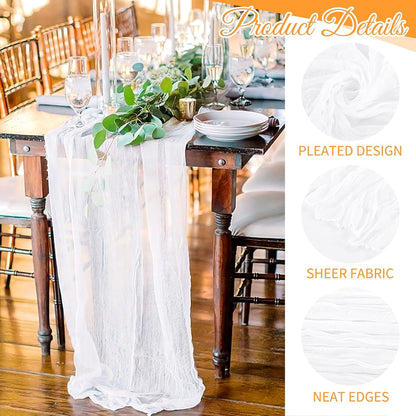 10 Pack Beige Cheesecloth Table Runner 17x108 Inch Boho Gauze Cheese Cloth Table Runners for Wedding Party Baby Shower Birthday Home Decor