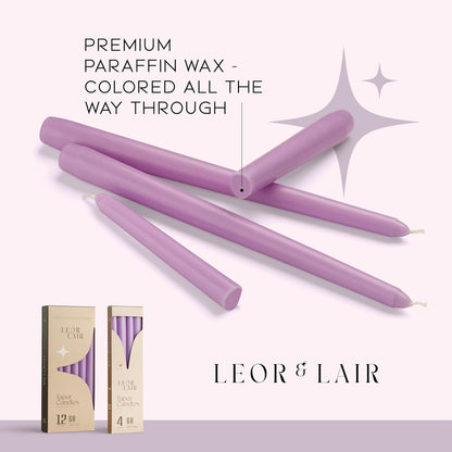Leor & Lair Ivory Taper Candles - 4 Pack 10" Ivory Candlesticks - Unscented Cream Candle Sticks for Home Decoration, Holiday Tables, Weddings, Restaurants & Business Events