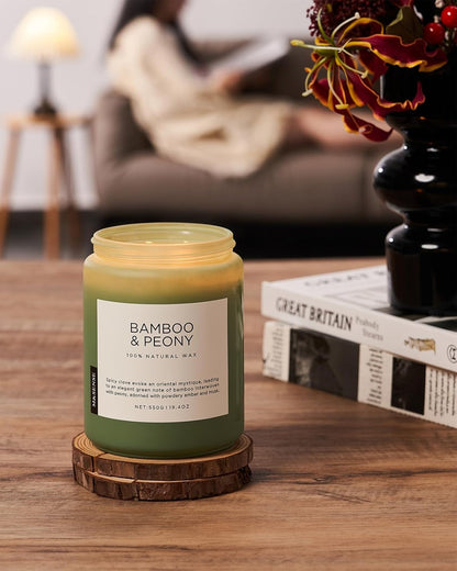 M&SENSE Eucalyptus & Mint Scented Jar Candle, Large 19.4oz Natural Soy Wax, 110-Hour Long Lasting Non-Toxic Clean Burning, Fresh Smelling Home Aromatherapy for Spa Stress Relief, Gifts for Men Women