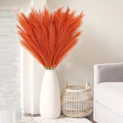 obbsie 50pcs Pink Faux Pampas Grass Decor, 21.6" Short Artificial Floral Branches Vase Filler Flower Arrangement for Home Wedding Boho Outdoor Decor