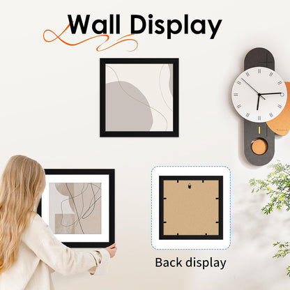 FIXSMITH 8x10 Picture Frame Set of 2, Photo Frame with HD Plexiglass, Display Pictures 5x7 with Mat or 8x10 Without Mat Multi Picture Frames Collage for Tabletop or Wall Display, Black