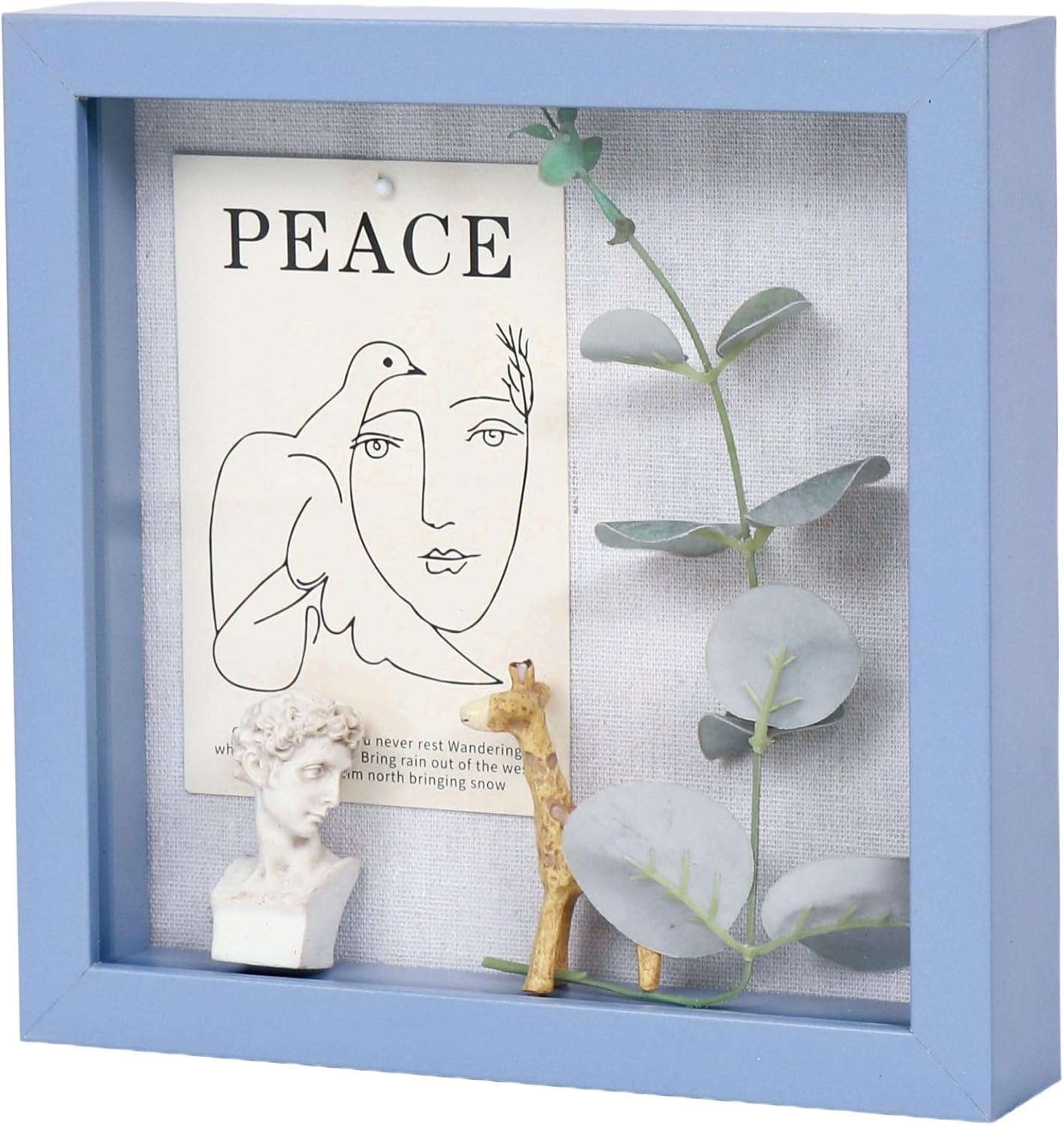 Muzilife 8x8 Shadow Box Picture Frame with Linen Board - Deep Wood & Glass Display Case Ready to Hang Memory Box Baby Sports Memorabilia, Pins, Awards, Medals, Wedding, Tickets and Photos (Black)