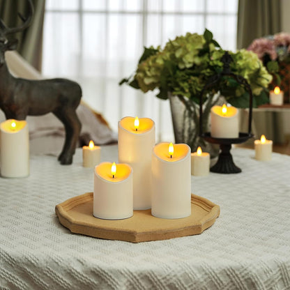 Homemory 6"x3" Outdoor Waterproof Flameless Candles, LED Candles, Battery Operated Candles with Remote and Timers, Electric Fake Plastic Pillar Candles, Ivory White, Set of 2