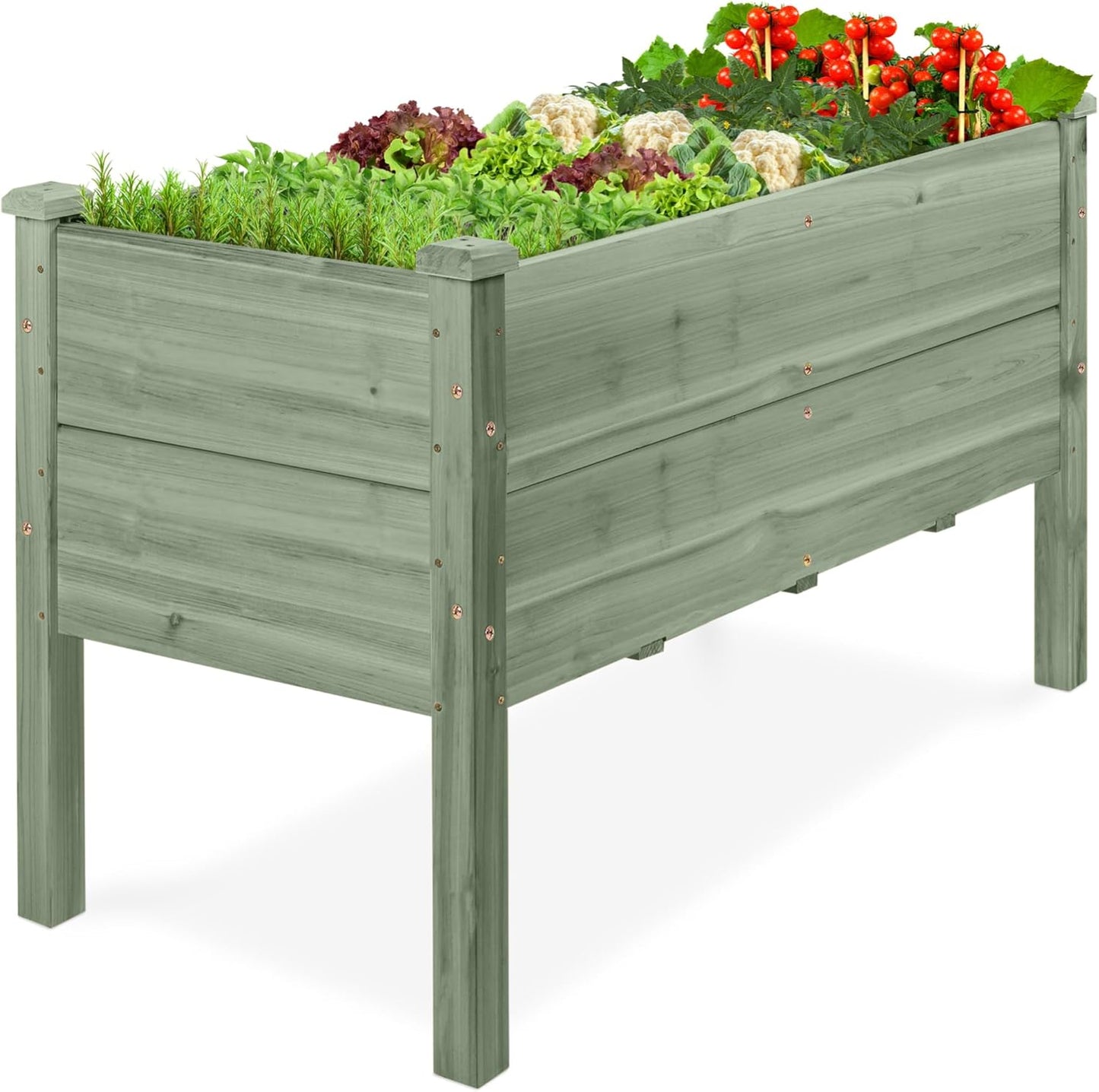 Best Choice Products 72x24x30in Raised Garden Bed, Elevated Wood Planter Box Stand for Backyard, Patio, Balcony w/Divider Panel, 6 Legs, 300lb Capacity - Natural
