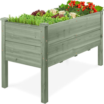 Best Choice Products 72x24x30in Raised Garden Bed, Elevated Wood Planter Box Stand for Backyard, Patio, Balcony w/Divider Panel, 6 Legs, 300lb Capacity - Natural