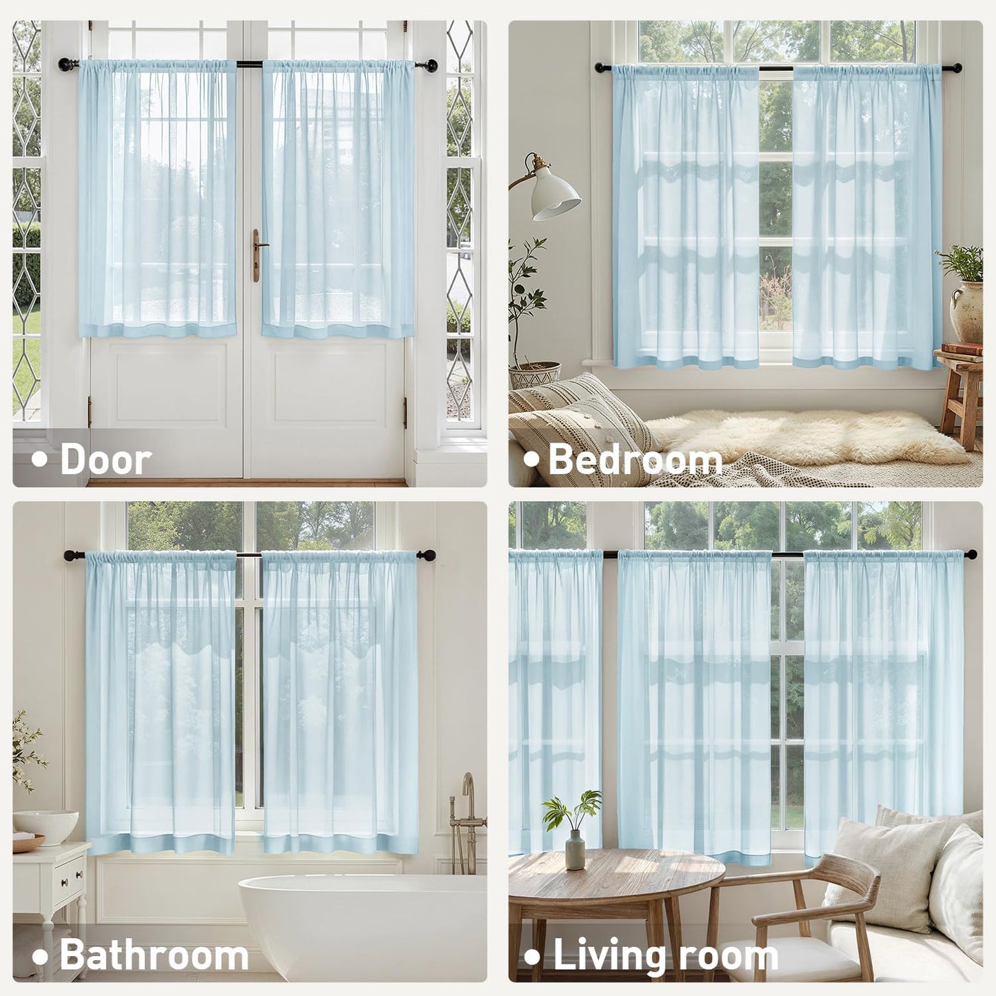 MIULEE White Sheer Curtains 84 Inches Long, 4 Panels Set, Light Filtering Rod Pocket Voile Drapes for Living Room and Bedroom, Airy Soft Fabric Window Treatments, 42 x 84 Inches