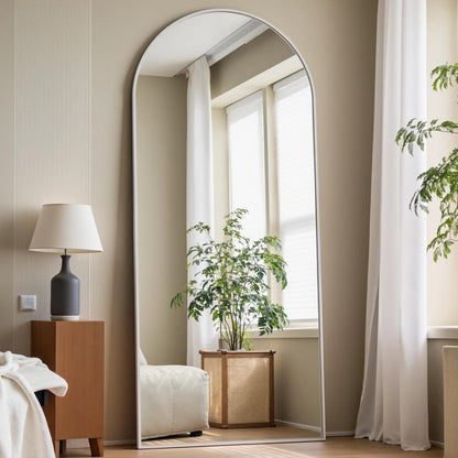 Dewfig Arched Full Length Mirror, 76"x34" Large Floor Mirror, Full Body Mirrors for Leaning or Hanging, Standing Mirrors for Bedroom, Living Room,Dressing Room, Aluminum Alloy Frame, Black