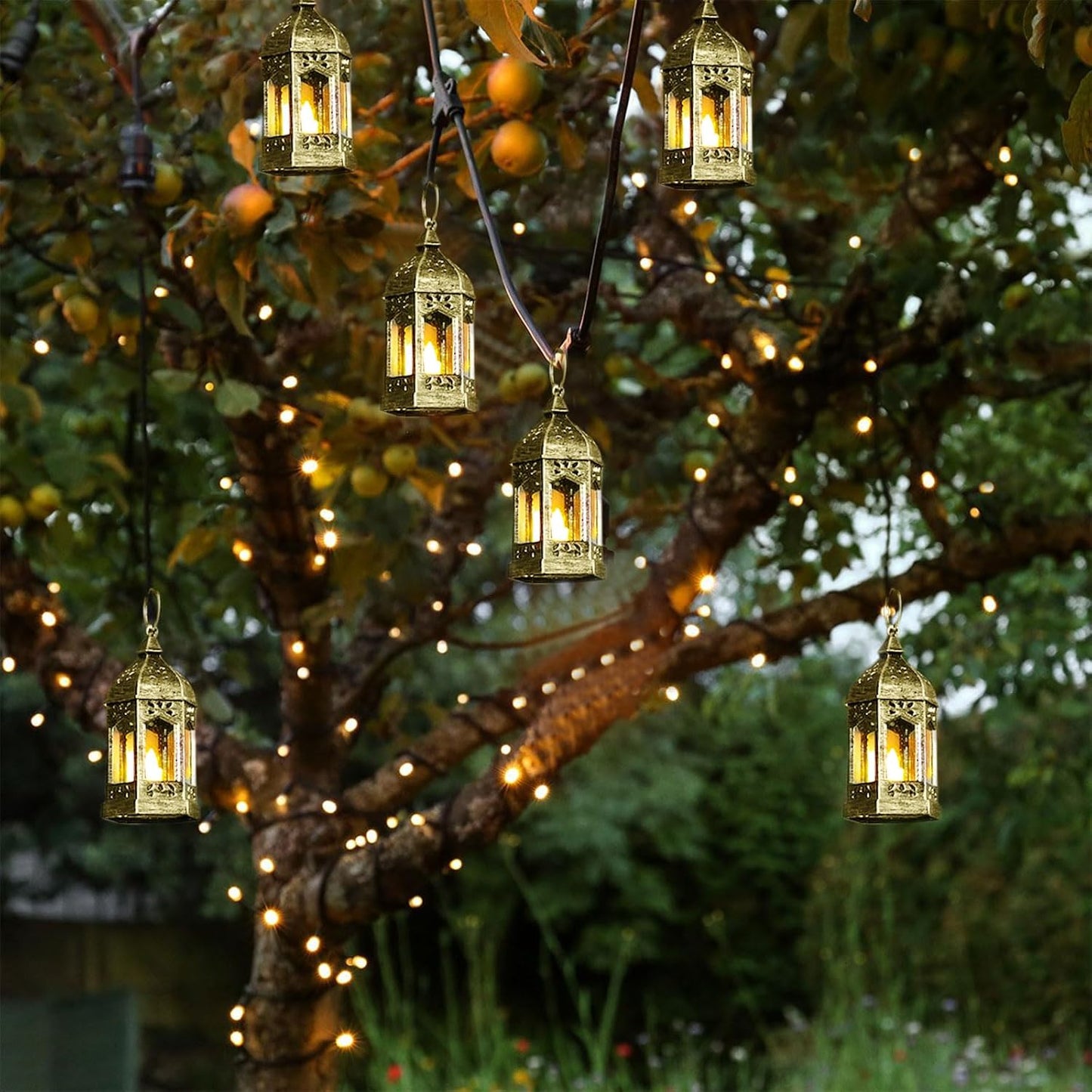 Mini Lanterns Decorative Indoor: 6 Pcs Black Small Hanging LED Lanterns for Centerpieces Wedding Table Decor Ramadan Enchanted Forest Decorations