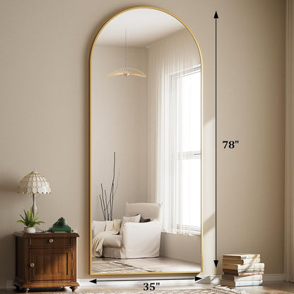 57" x 20" Arched Full Length Mirror - Wall Mounted/Floor Mirror Aluminum Alloy Frame Full Body Mirrors for Bathroom Living Room Bedroom and Entryway,Black