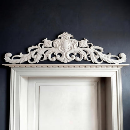 Sintuff 11" H x 43" W x 1" P Door Frame Molding Pediment over Door Large PU Window Frame Decor French Country Decoration for Home Living Room Entryway Wall Art(Elegant Style)