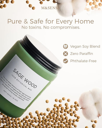 M&SENSE Eucalyptus & Mint Scented Jar Candle, Large 19.4oz Natural Soy Wax, 110-Hour Long Lasting Non-Toxic Clean Burning, Fresh Smelling Home Aromatherapy for Spa Stress Relief, Gifts for Men Women