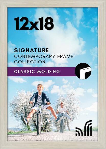 Americanflat 12x18 Poster Frame with Shatter-Resistant Glass - Signature Collection - Gallery-Style Frames Made of Engineered Wood - Photo Frame for Wall Display - Black - Colors B