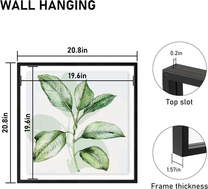 CORE ART 8x10 Floating Picture Frame,Double Plexglass Floating Frame for 5x7,4x6 Pictures,Wall or Tabletop Display,Black