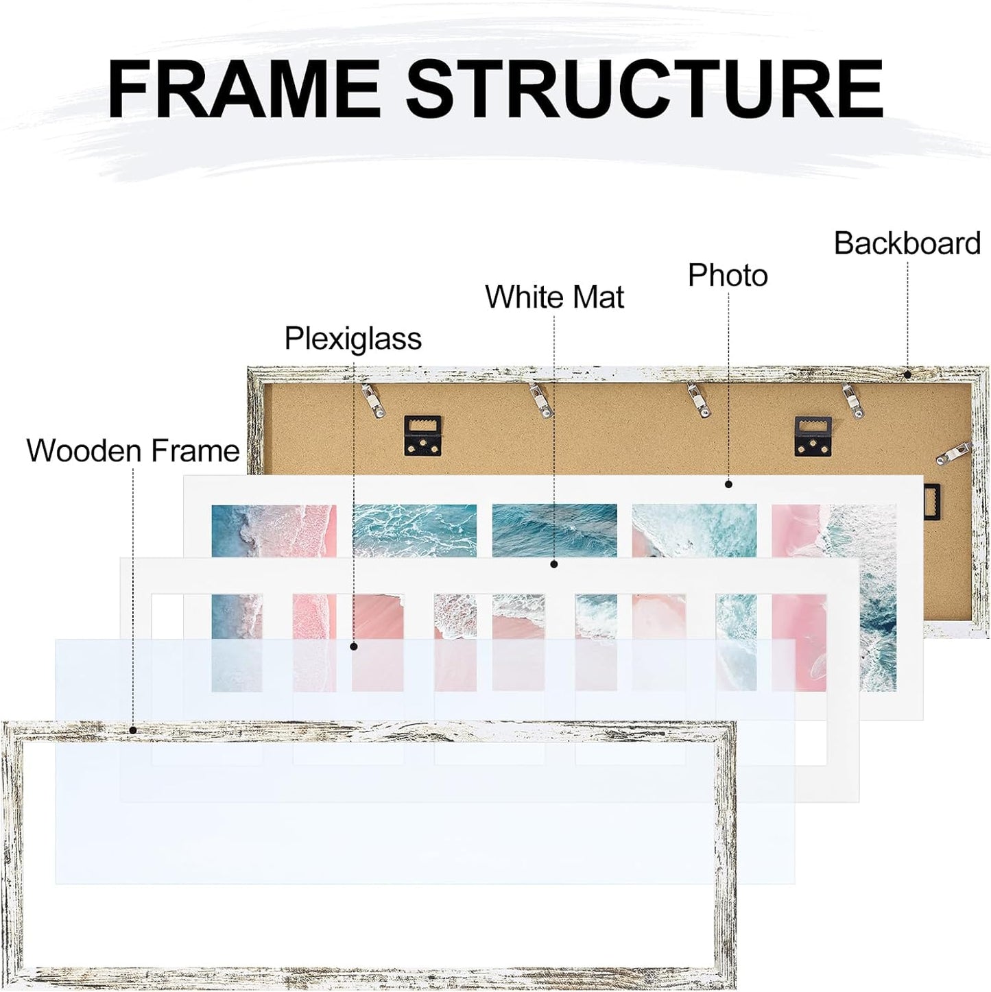 Vittanly 11x14 Collage Picture Frame, Displays 5Pcs 4x6 Pictures with Mat or 1Pcs 11x14 without Mat for Wall Mounting, Picture Frames Collage Wall Decor in Black, 1 Pack