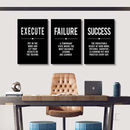Inspirational Canvas Painting Wall Art -EPHANY ART,Mindset Quotes Prints, Success Framed Entrepreneur Poster Positive Quotes Wall Poster for Home Office Workplace (M-3pcs,12x16inchx3pcs)