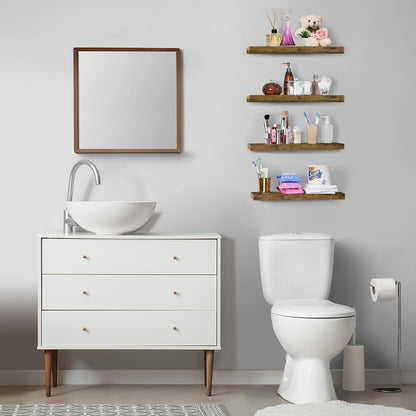 Sorbus Floating Shelves for Wall - 24" Bathroom Shelves, Wall Decor for Bedroom, Kitchen, Living Room, Home Decor & Book Storage - Mounted Floating Shelf with Invisible Brackets (White, 2 Pack)