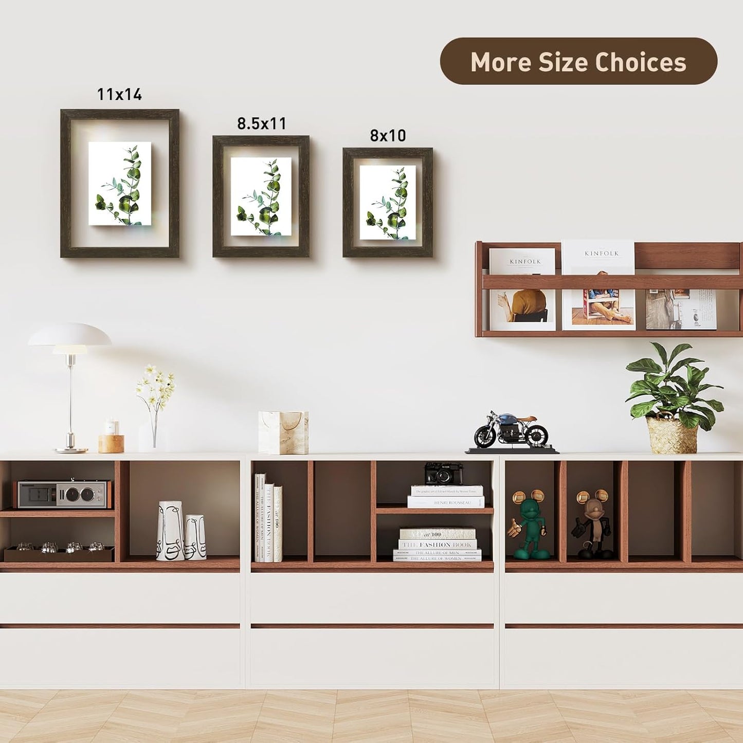 Golden State Art, 11X14 Floating Picture Frame, Black Wood Frame Display Any Size Photo Up To 11X14, Pressed Flower Frames with Hanging Hardware - Horizontal And Vertical Formats for Wall