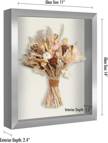 Americanflat 12x16 Shadow Box Frame with Polished Plexiglass - Silhouette Collection - Large Shadow Box Display Case for Tabletop and Wall Display - Black with Soft Felt Back