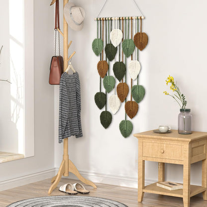 KHOYIME Large Macrame Wall Hanging Boho Woven Tapestry, Chic Home Decor Modern Bohemian Handmade Leaf Feather Wall Art Decorations for Apartment Dorm Living Room Bedroom Nursery Backdrop 39"W X 29.5"L