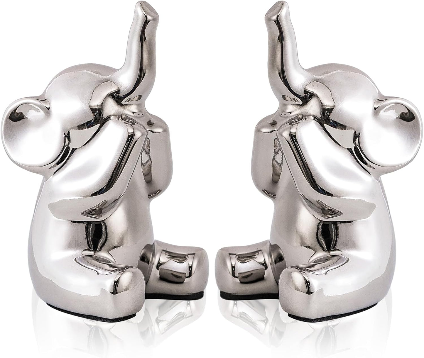 SURE YUESI for Mom from Daughter or Son, Pair of Small Gold Elephant Figurines, Modern Boho Decorative Statues, Lucky Elephant Home Decor for Living Room, Bedroom, Office Desk & Shelf