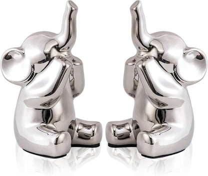 SURE YUESI for Mom from Daughter or Son, Pair of Small Gold Elephant Figurines, Modern Boho Decorative Statues, Lucky Elephant Home Decor for Living Room, Bedroom, Office Desk & Shelf