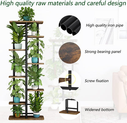 LINZINAR Plant Stand Indoor 4 Tier 5 Potted Multiple Plant Shelf Stands for Garden Corner Balcony Living Room Black