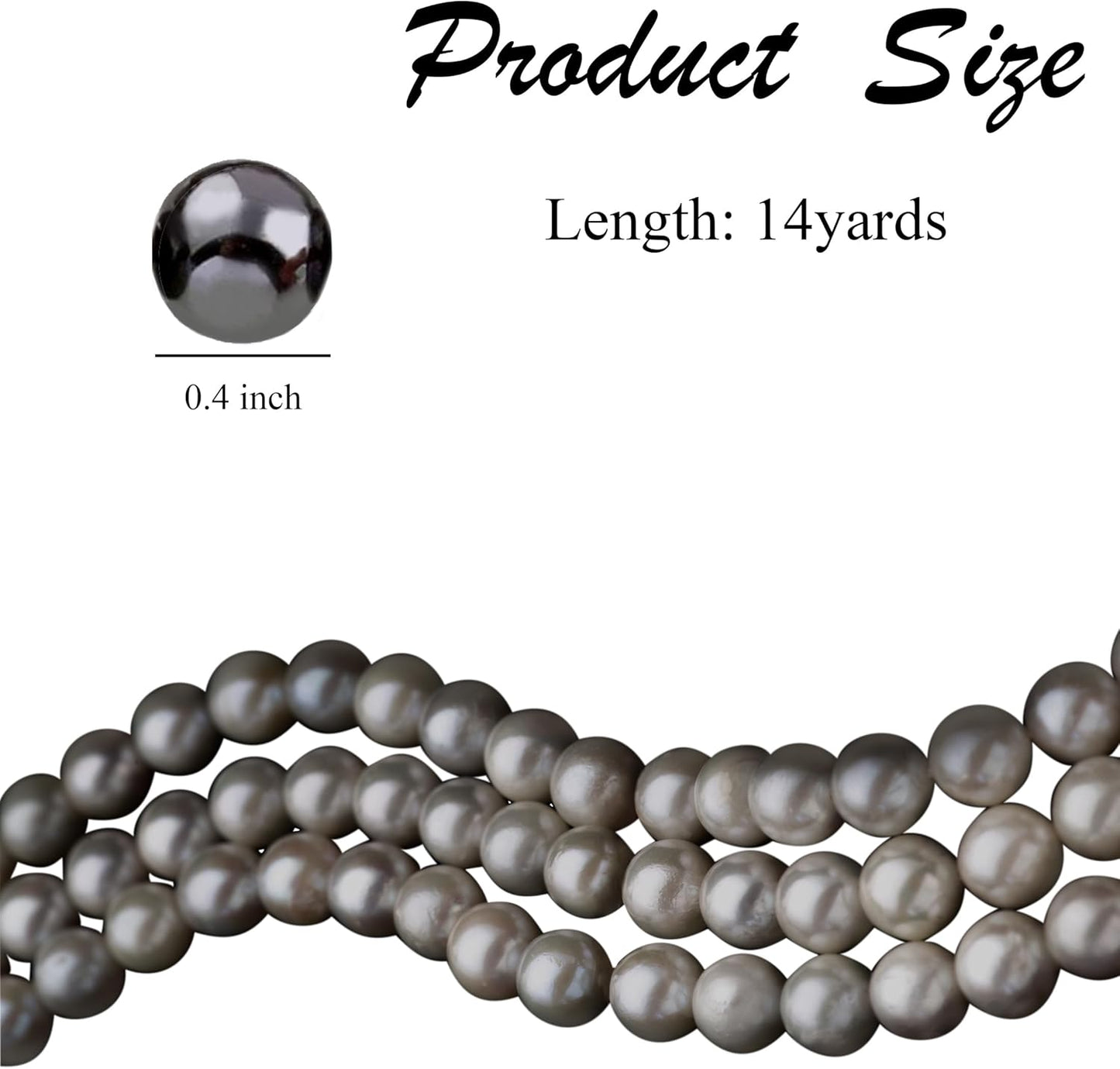 Craft String Pearls 10MM Beads Garland, 14 Yards Christmas Garland Faux Pearl Beads String Roll Bulk for DIY Craft, Wedding, Party, Christmas Tree Decoration
