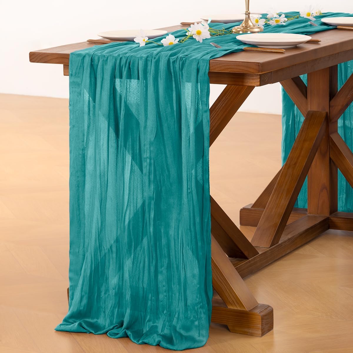 Socomi 3pcs Sage Green Cheesecloth Table Runner Summer Boho Rustic Gauze 120 inch 10FT Cheese Cloth Sheer Runner for Wedding Party Baby Shower Home Decor Holiday Decorations