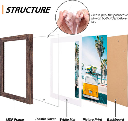 Fixwal Picture Frames Set, Gallery Wall Frame Set Picture Frames Collage 15 Pack for Wall or Tabletop with 8x10 5x7 4x6 Frames, Soft Earth Tones