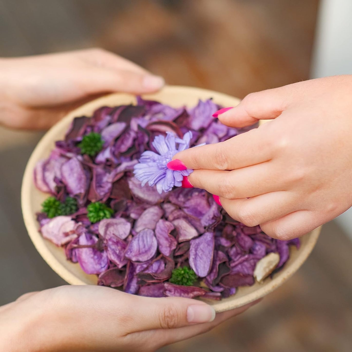 Spring Potpourri Bags,Vanilla Scented Potpourri Bowl Fillers,Dried Flowers,Home Fragrance Sachet of Petal, Vase Decor (White Caramel)-Mini