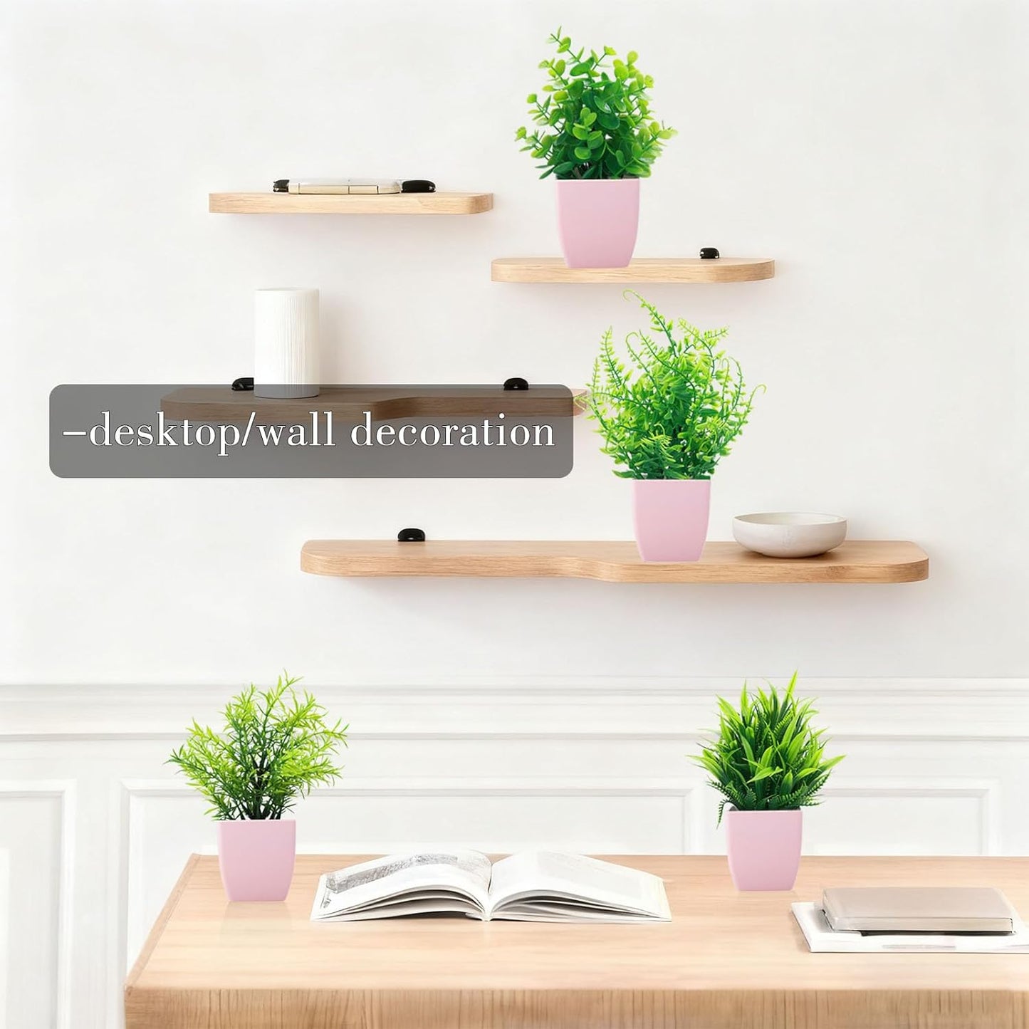 GREENTIME 4 Pack Fake Plants in Black Pot Mini Artificial Eucalyptus Potted Plant Small Faux Grass Greenery Potted for Indoor Home Office Farmhouse Bathroom Table Decoration