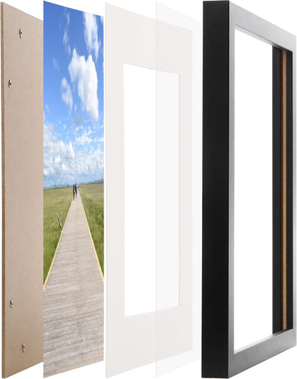 Aynoo Wood Floating Picture Frame 7x9, Table Top 8x10 7x9 6x8 Floating Frame Black Metal Modern Style Frame (PHSD),1Pack