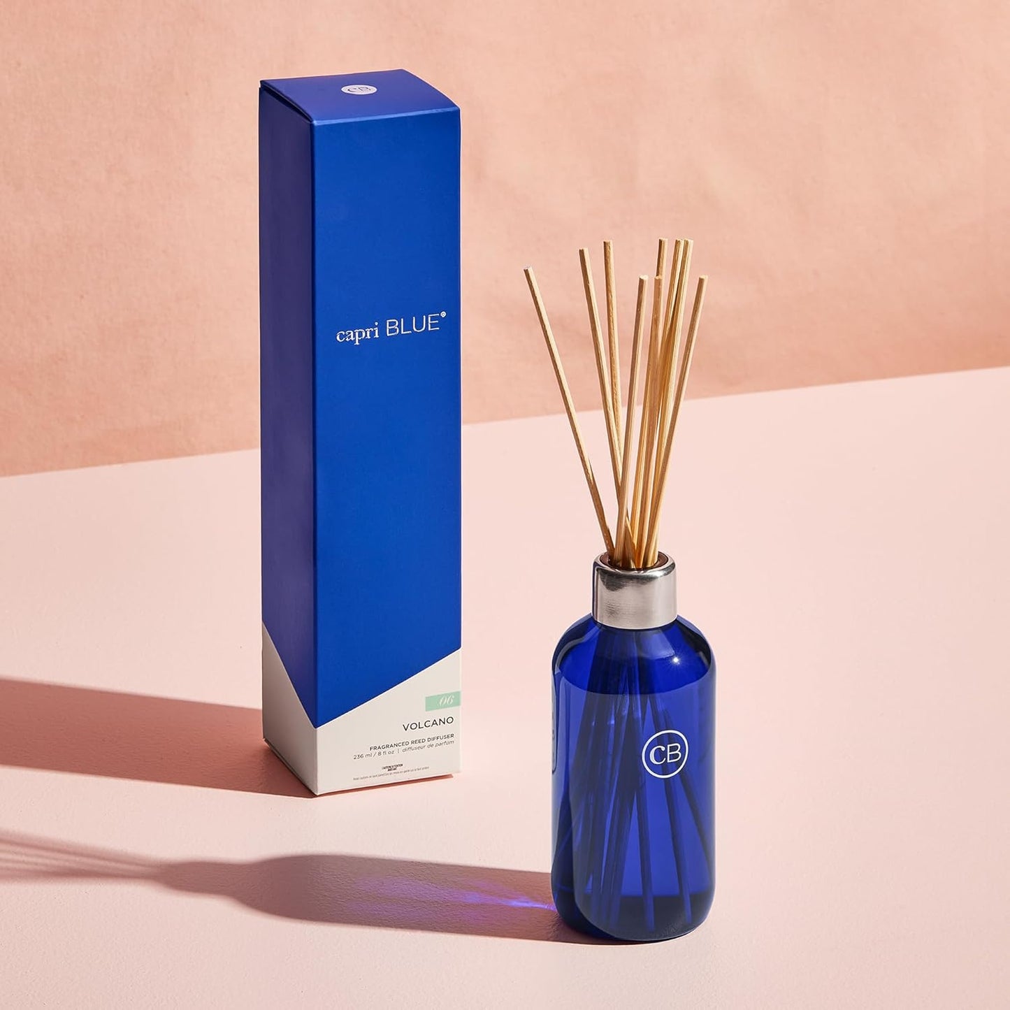 Capri Blue Volcano Reed Diffuser Set - Includes Reed Diffuser Sticks, Fragrance Oil, and Glass Bottle - Luxury Scented Room Freshener - White (8 fl oz)