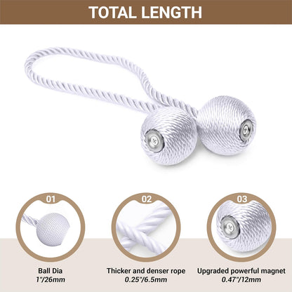 Hion Magnetic Curtain Tiebacks Black 2pcs, Curtain Tiebacks Buckles Holdbacks Holders Hooks Clip for Home Outdoor Bedroom Office Decorative Curtain