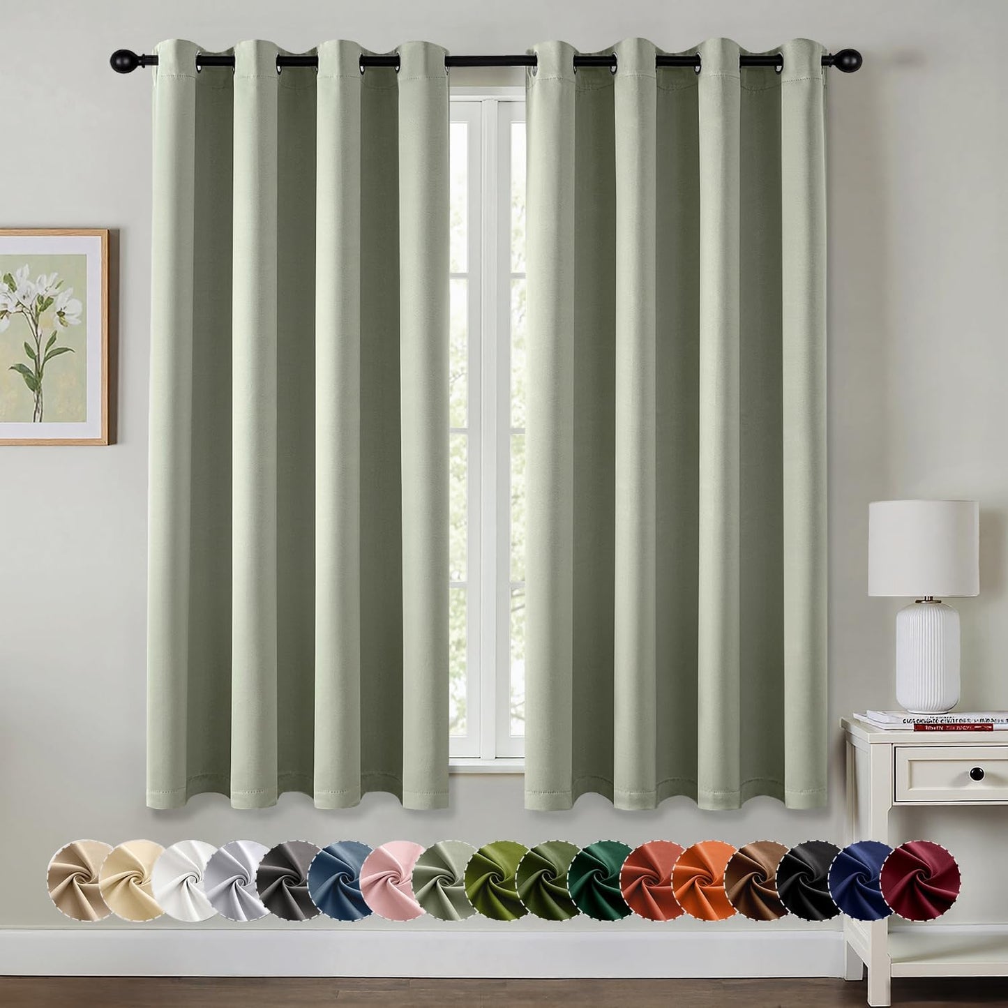 MIULEE Blackout Curtains for Bedroom Living Room 2 Panels, Thermal Insulated Room Darkening Drapes Grommet Noise Reducing Light Blocking Window Treatments 63 Inches Long 40x63 Inch Black - Colors B