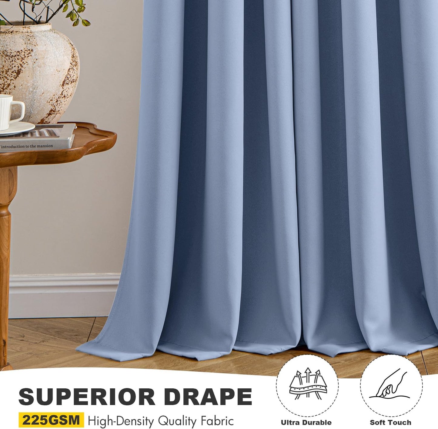 MIULEE Blackout Curtains for Bedroom Living Room 2 Panels, Thermal Insulated Room Darkening Drapes Grommet Noise Reducing Light Blocking Window Treatments 63 Inches Long 40x63 Inch Black - Colors A