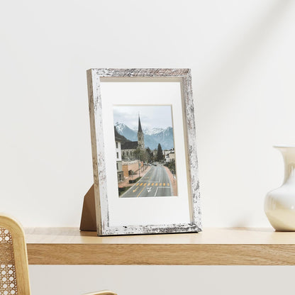 Vittanly 8x10 Picture Frames Set of 9, Shatter Resistant Plexiglass, Display 5x7 Pictures with Mat or 8x10 without Mat, Photo Frames for Wall or Tabletop, Engineered Wood, Black - Colors A