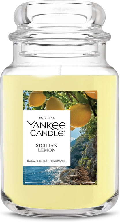 Yankee Candle Sage & Citrus, Scented Candle, 22oz Large Jar with up to 150 Hour Burn Time, Giftable, Birthdays