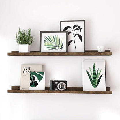 White Floating Shelves for Wall Decor, Wall Mounted Wood Storage Shelf for Bedroom, Living Room, Bathroom, Kitchen, Nursery, Display Picture Ledge Shelf with Lip Set of 2-14 Inches, White