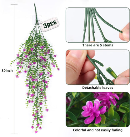RECUTMS Artificial Hanging Plants Fake Hanging Plant Faux Eucalyptus Leaf Greenery Vine Outdoor UV Resistant Plastic Plants Home Garden Wedding Party Indoor Outdoor Decorations(White)