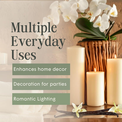Mister Candle Dripless Vanilla Scented Ivory Pillar Candle, Hand Made Vanilla Pillar Candles with Essential Oils for Home Decor, Premium Wax, 100 Hr Burn Time
