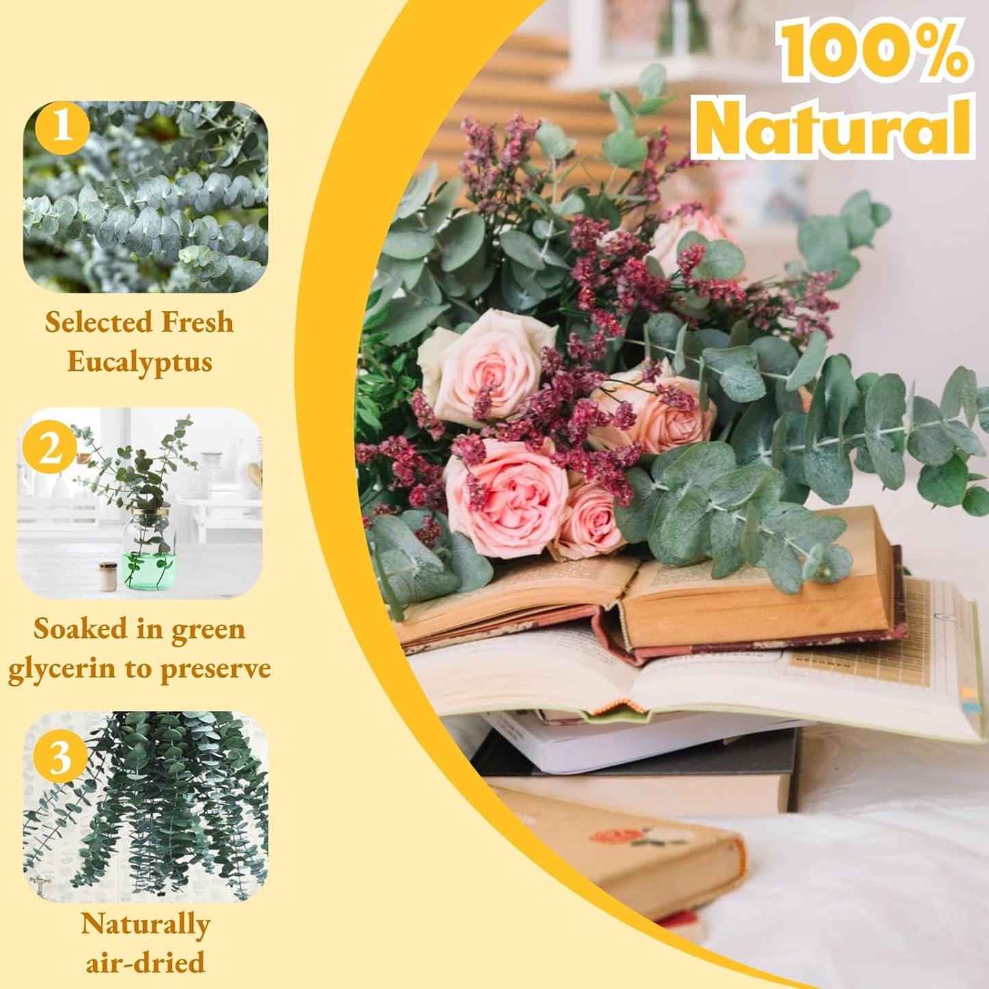 Eslibin 21 Pcs Real Dried Eucalyptus Stems, 17" Natural Fresh Eucalyptus Branches for Shower, Greenery Leaves for Vase Filler, Fragrance, Fresh Silk Dry Live Plants Decor